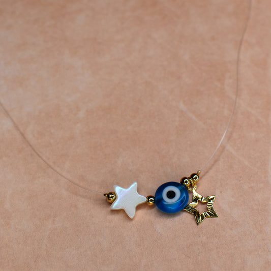 Collar con hilo transparente + ojo turco